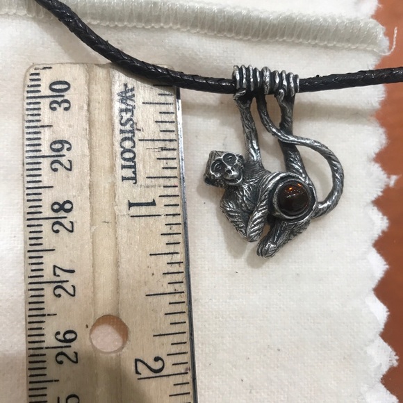Lou Guerin Monkey and Fire Agate Leather Necklace RARE - Picture 7 of 9